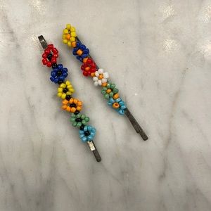 Vintage Beaded Bobbie Pins -lot of two